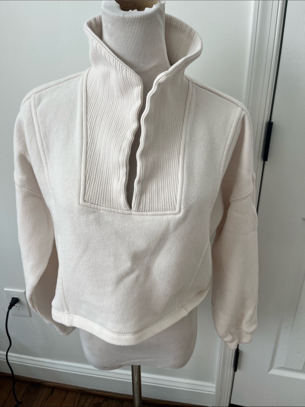 Z Supply Off-White High Funnel Neck Pullover
